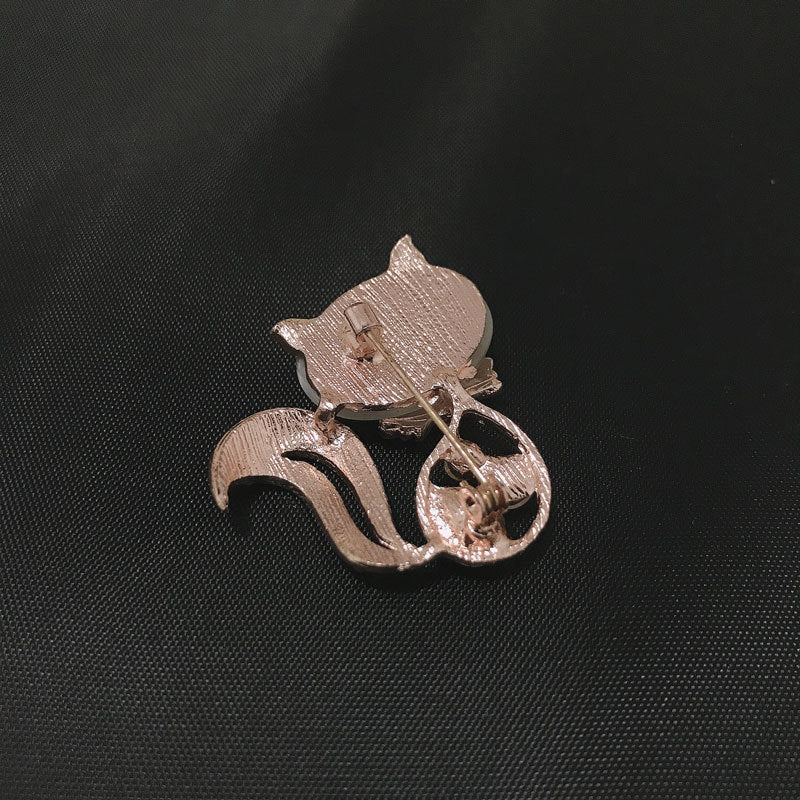 Broche de gato, broche de zorro animal lindo, broche de ópalo de cristal