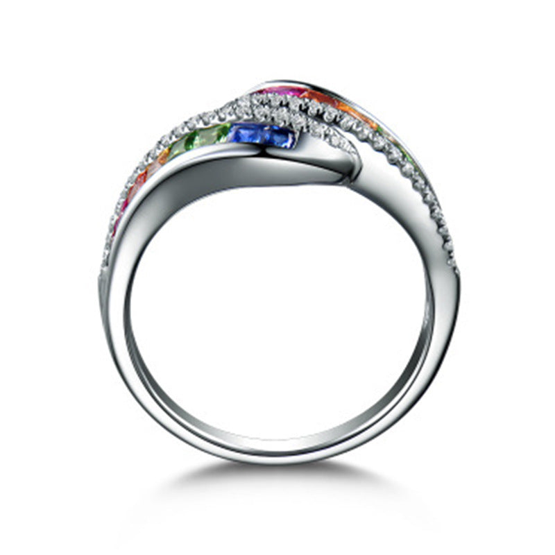 Anillo de piedras preciosas de colores para mujer, estilo especial, arcoíris, a la moda, para fiesta, regalo