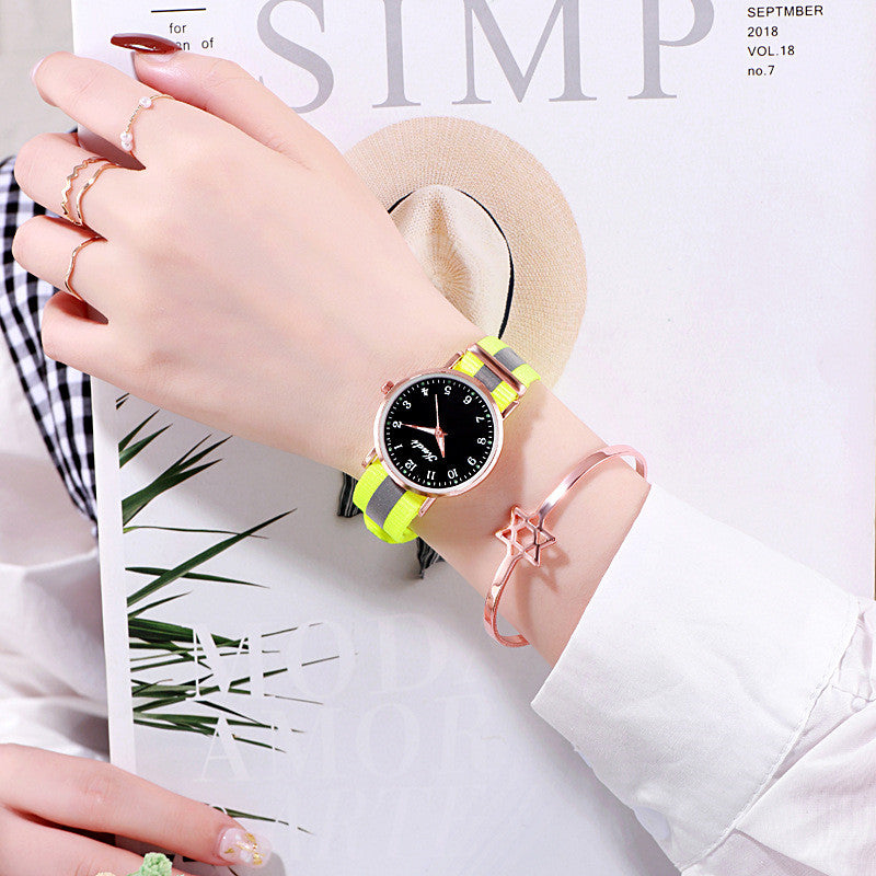 Reloj luminoso de cielo estrellado para mujer, informal, con lona de arcoíris