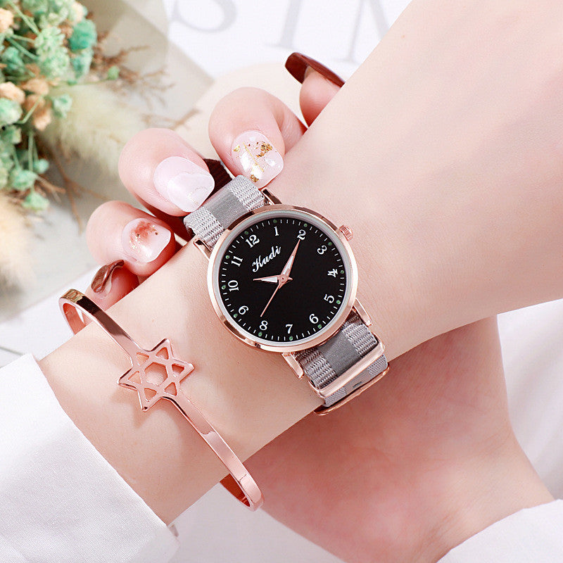 Reloj luminoso de cielo estrellado para mujer, informal, con lona de arcoíris