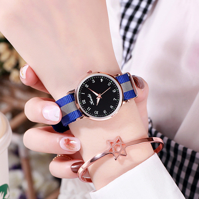 Reloj luminoso de cielo estrellado para mujer, informal, con lona de arcoíris