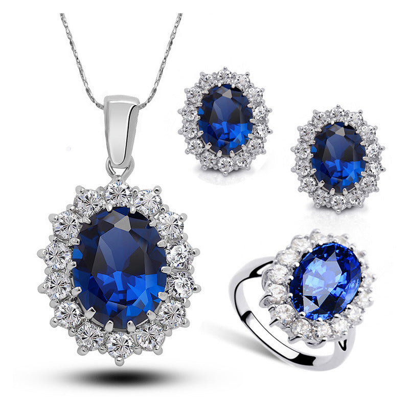 Brautschmuckset Kristallkette Ohrringe Ring