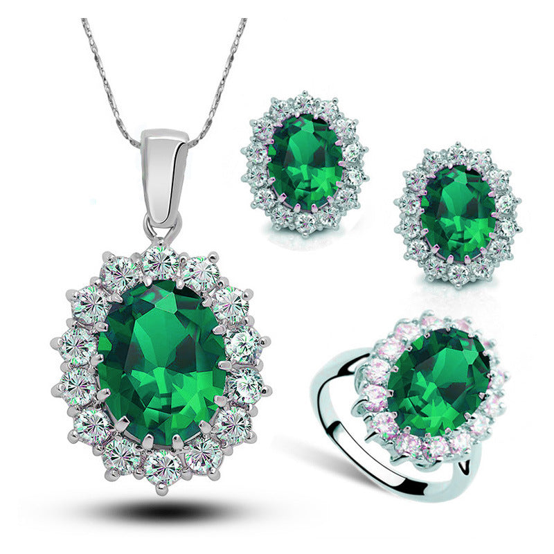 Brautschmuckset Kristallkette Ohrringe Ring