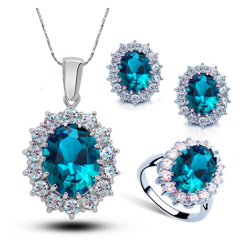 Brautschmuckset Kristallkette Ohrringe Ring