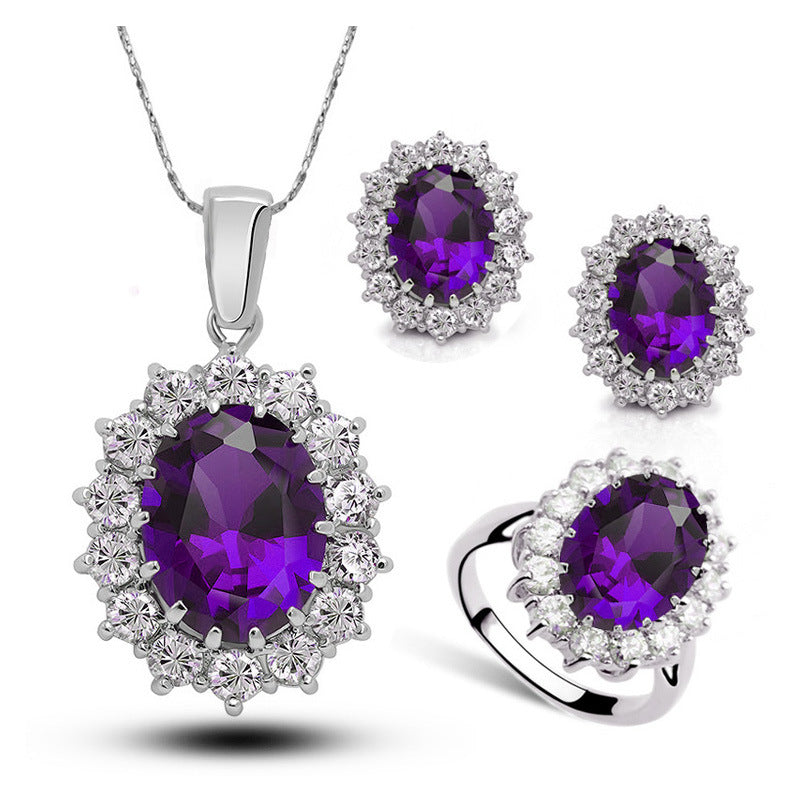 Brautschmuckset Kristallkette Ohrringe Ring