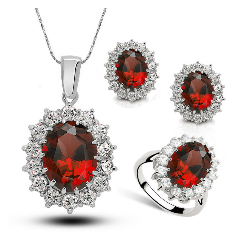 Brautschmuckset Kristallkette Ohrringe Ring
