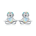 Yinziyun Original Blauer Opal Faultier Ohrringe Süße Tier Tropföl S925 Silber Ganzkörperohrringe Bse483