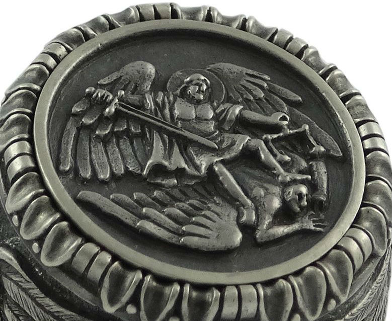 Vikingx Pirate Vintage Templar 316L Stainless Steel Saint Michael The Archangel Ring Mens Punk Save and Protect Biker Jewelry