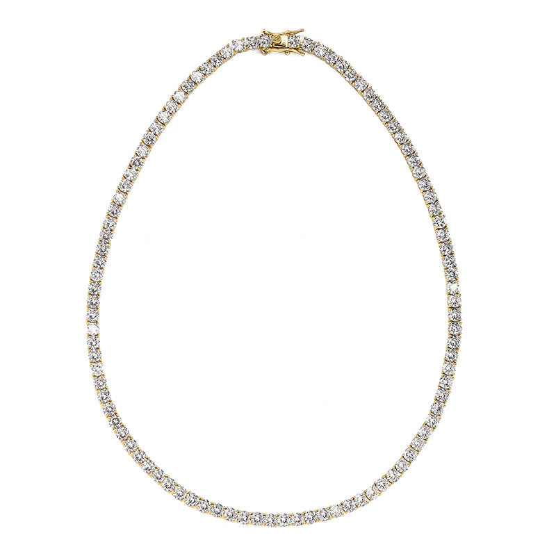 Amazon Europa y América popular micro collar de circonitas de una sola fila de 4 mm-6 mm cadena de tenis de hip hop para hombres con 3 puntas