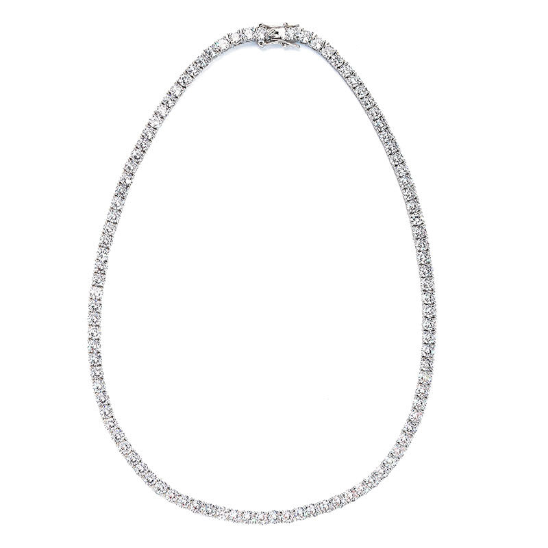 Amazon Europa y América popular micro collar de circonitas de una sola fila de 4 mm-6 mm cadena de tenis de hip hop para hombres con 3 puntas