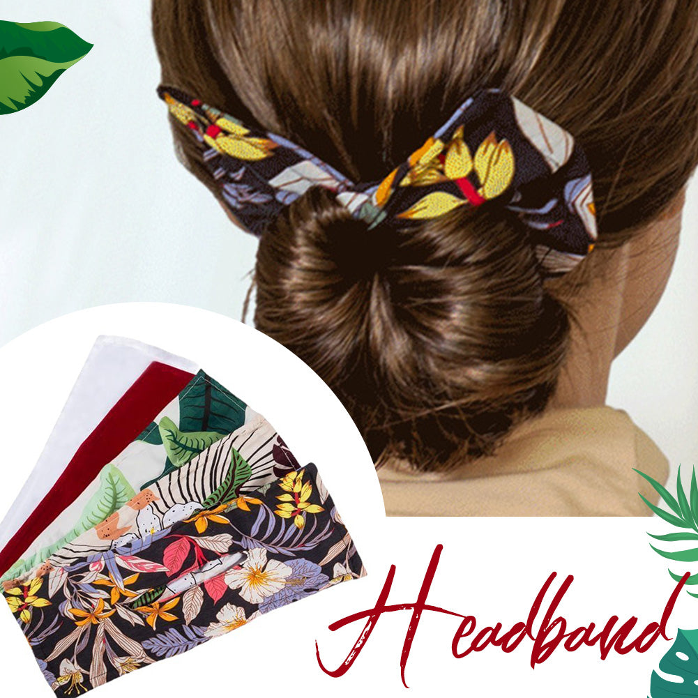 Diadema estampada con rizador de pelo estilo lazo vintage francés