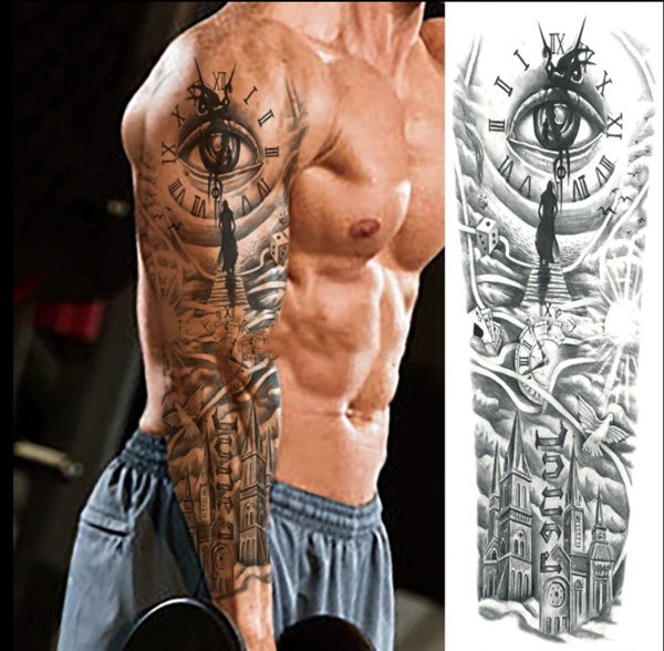Adhesivo de tatuaje para el brazo, adhesivo de tatuaje de brazo completo