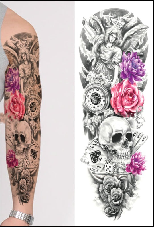 Adhesivo de tatuaje para el brazo, adhesivo de tatuaje de brazo completo