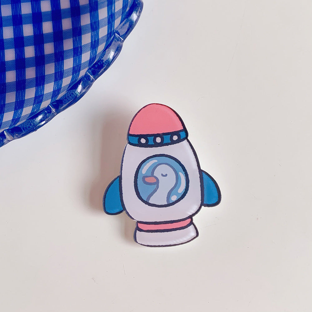 Kreative Cartoon Acryl Brosche Mädchen Accessoires Kleidung Tasche Anhänger