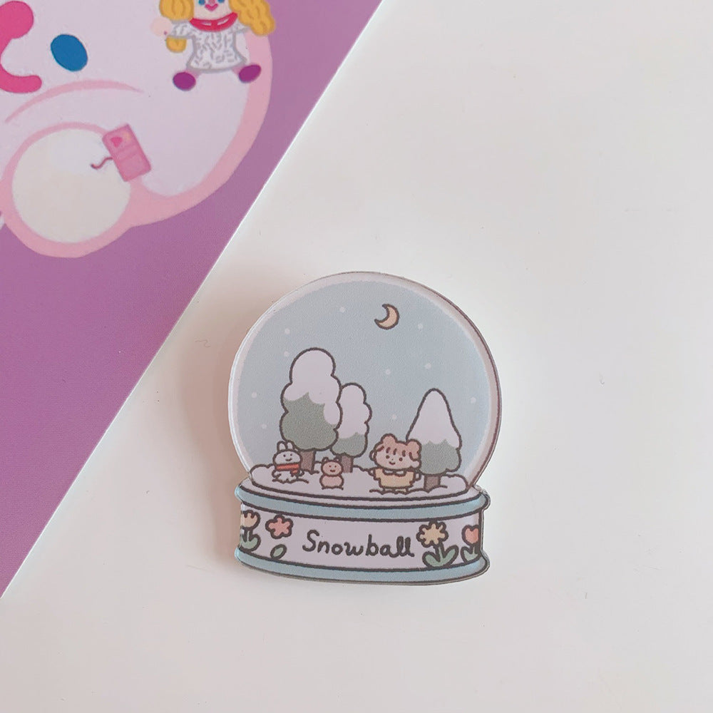 Kreative Cartoon Acryl Brosche Mädchen Accessoires Kleidung Tasche Anhänger