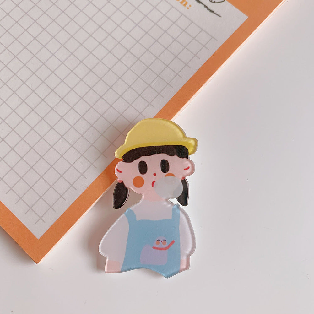 Kreative Cartoon Acryl Brosche Mädchen Accessoires Kleidung Tasche Anhänger