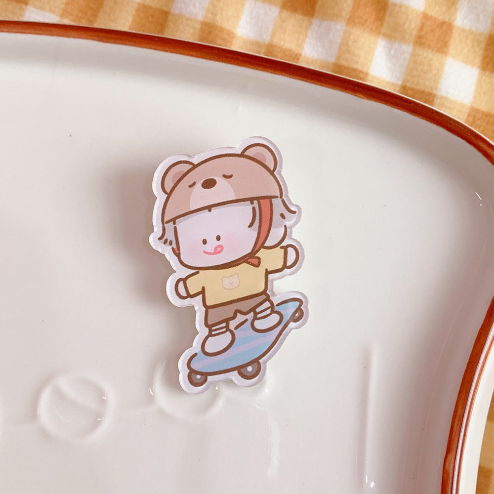Broche de acrílico de dibujos animados creativos, accesorios para niña, colgante para ropa, insignia, pin