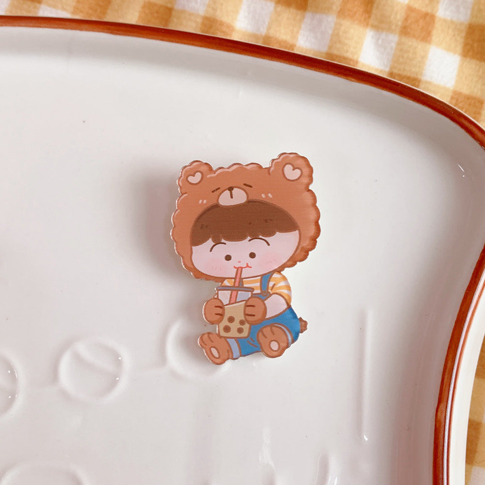 Broche de acrílico de dibujos animados creativos, accesorios para niña, colgante para ropa, insignia, pin
