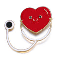 Nuevo Estetoscopio con Cara Sonriente en Forma de Corazón Broche Esmaltado Médico Pin Rojo Amor Pins de Doctor Regalo Joyería Insignia de Solapa Accesorios