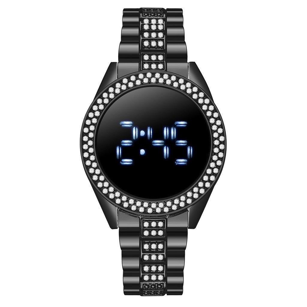 Nuevo estilo de reloj electrónico personalizado deportivo de moda para mujer con incrustaciones de diamantes
