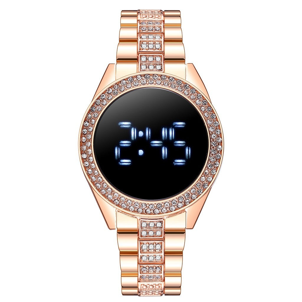 Neue Art diamantbesetzte Damen Sport Mode Personalisierte elektronische Uhr