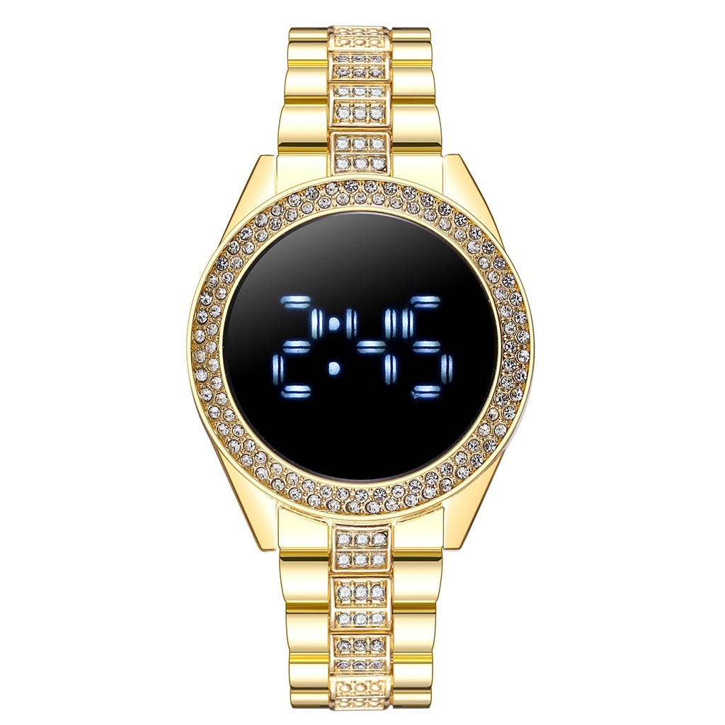 Neue Art diamantbesetzte Damen Sport Mode Personalisierte elektronische Uhr