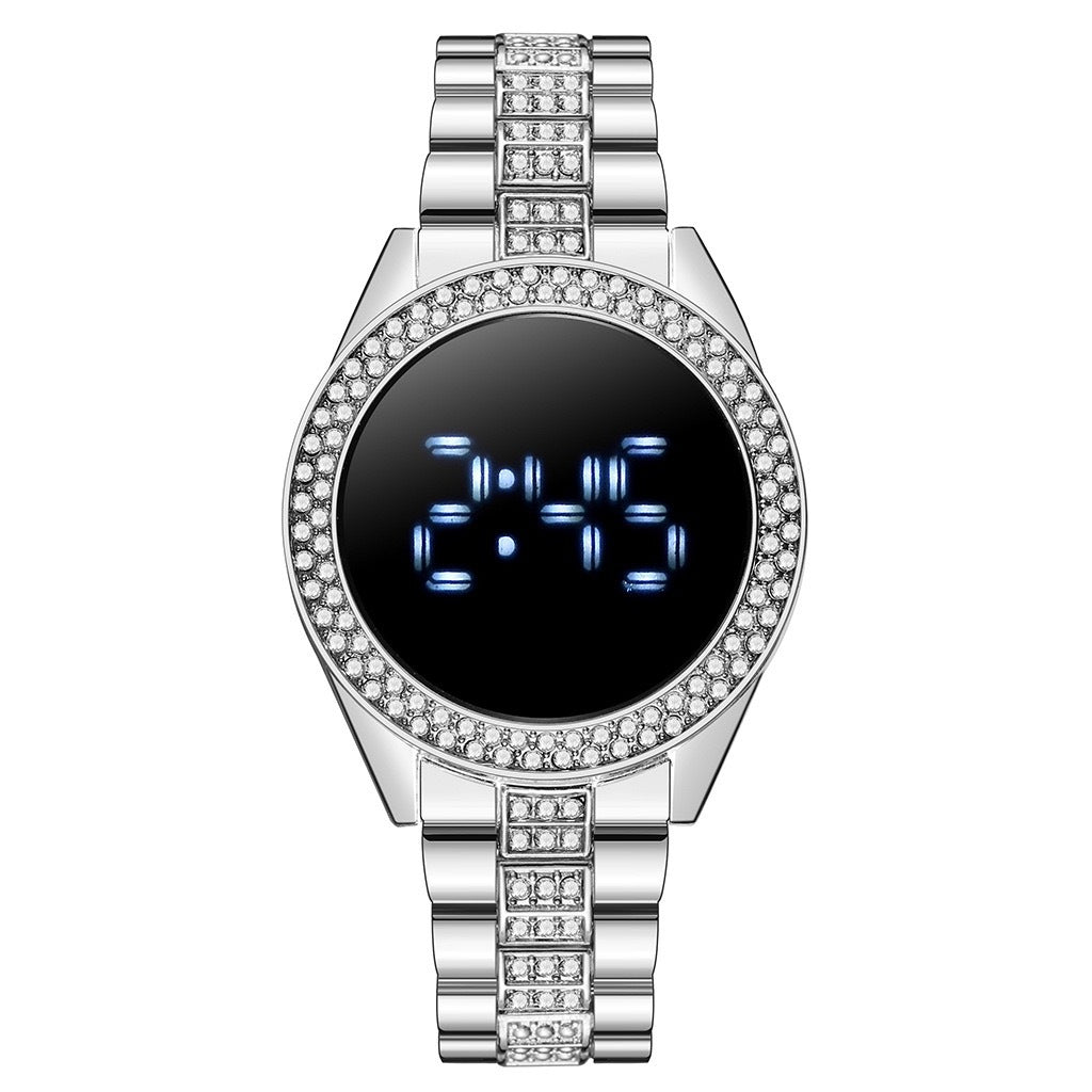 Neue Art diamantbesetzte Damen Sport Mode Personalisierte elektronische Uhr