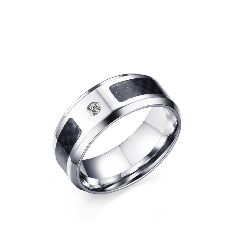 Herrenring Edelstahl und Carbonfaser 8mm Punk Herrenschmuck USA