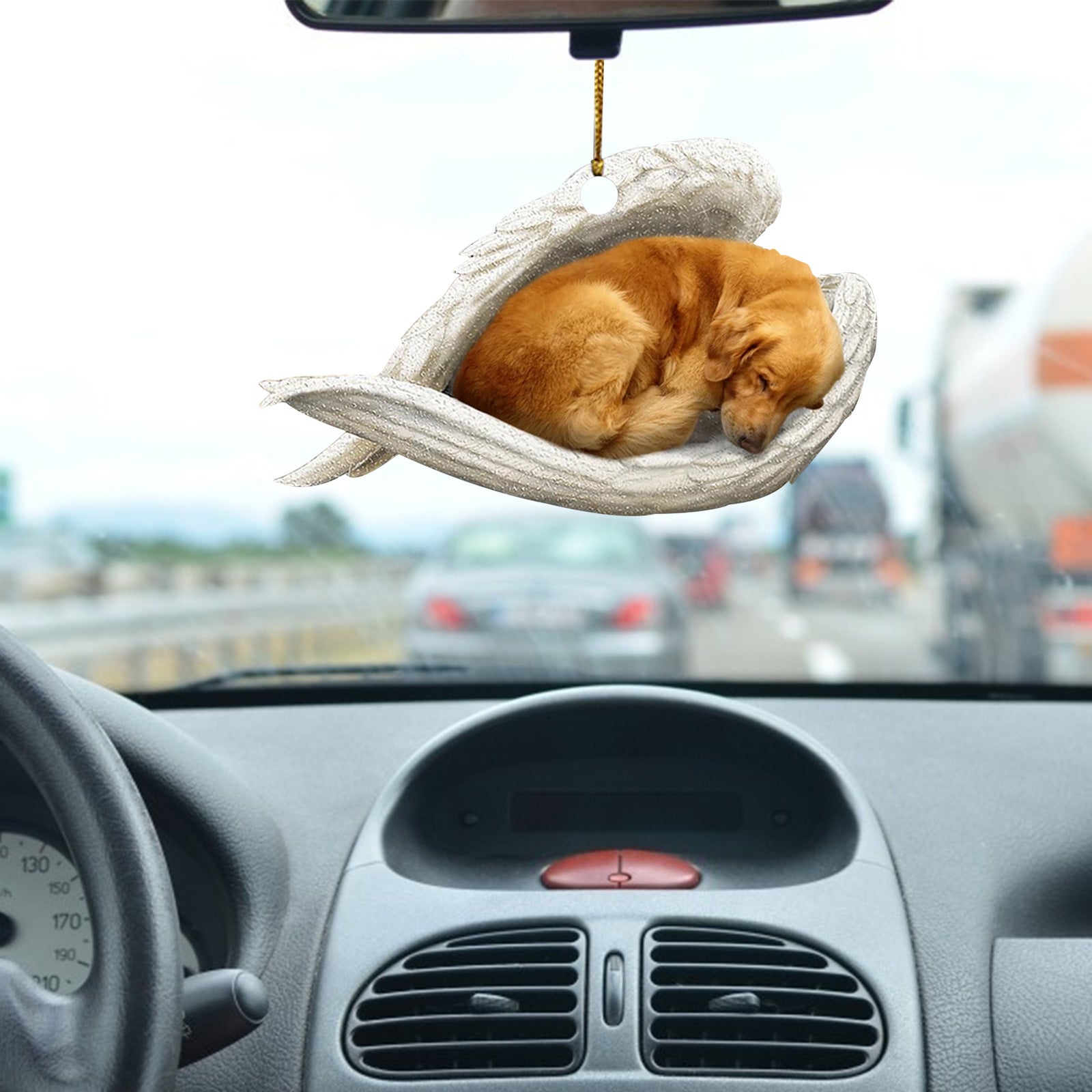 Colgante de coche perro durmiente ángel decoración del hogar acrílico exhibición colgante adornos para puertas