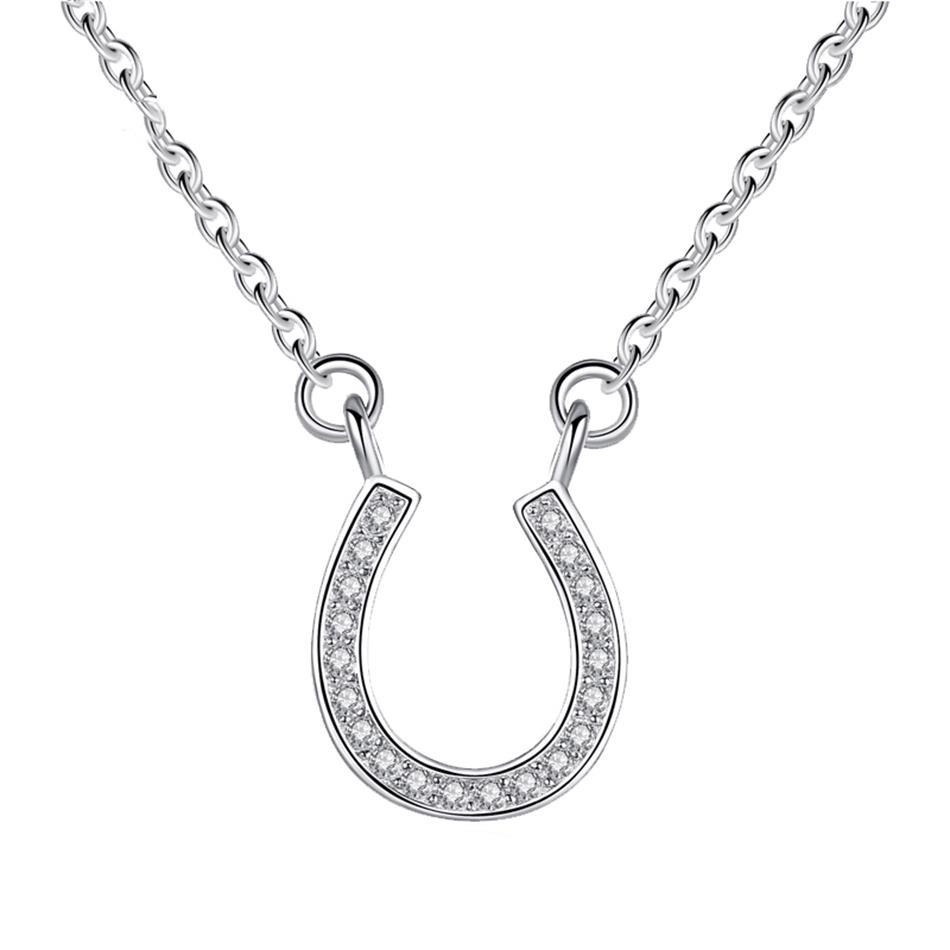 Halskette mit Anhänger Buchstabe U aus Sterlingsilber mit Diamanten