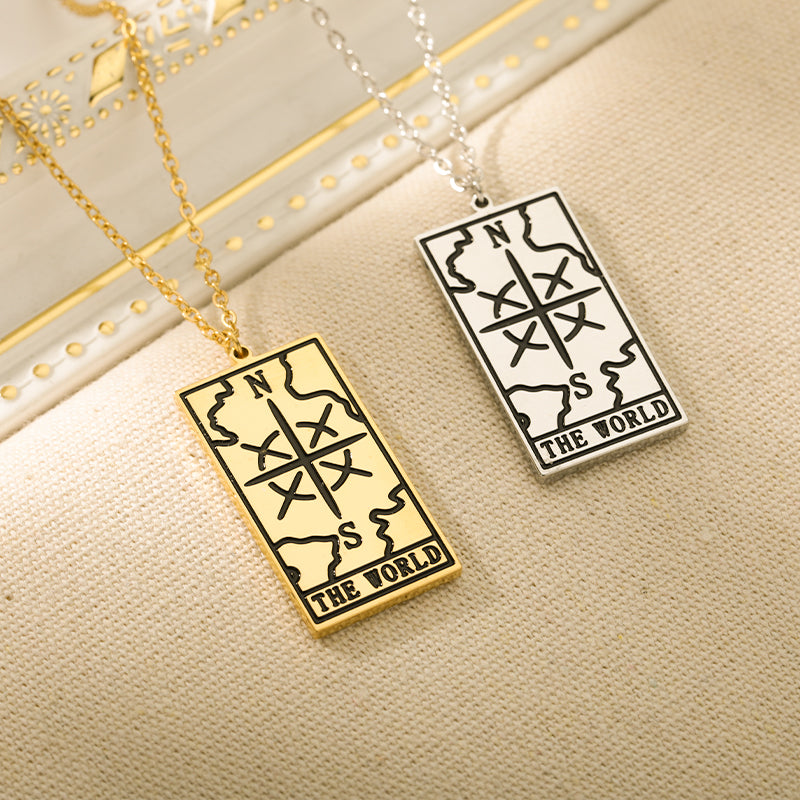 Quadratische Tarotkarten-Halskette für Frauen, goldfarbene Edelstahl Mond-Sonne-Paar-Anhänger, Halskette, Vintage, süßer Schmuck, Geschenk