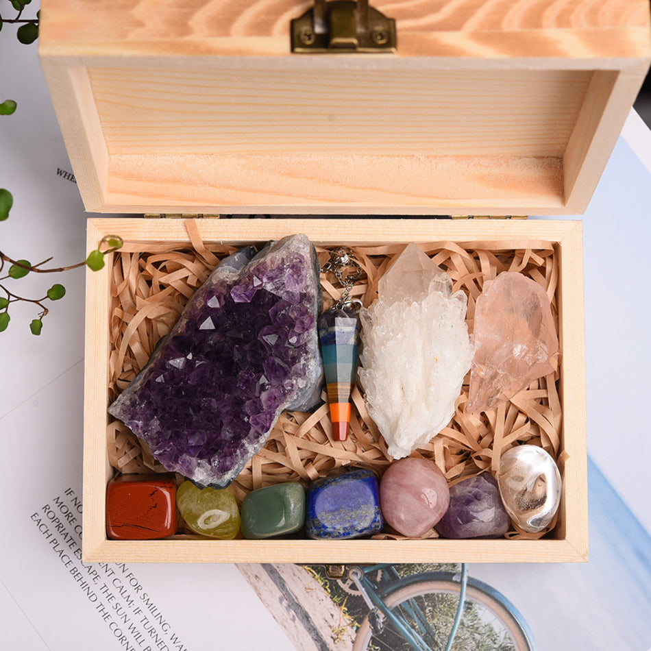 Amethyst Block Naturkristall Hexagonales Prisma Kraftstein Exquisite Geschenkbox Verpackung