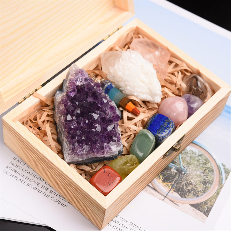 Amethyst Block Naturkristall Hexagonales Prisma Kraftstein Exquisite Geschenkbox Verpackung