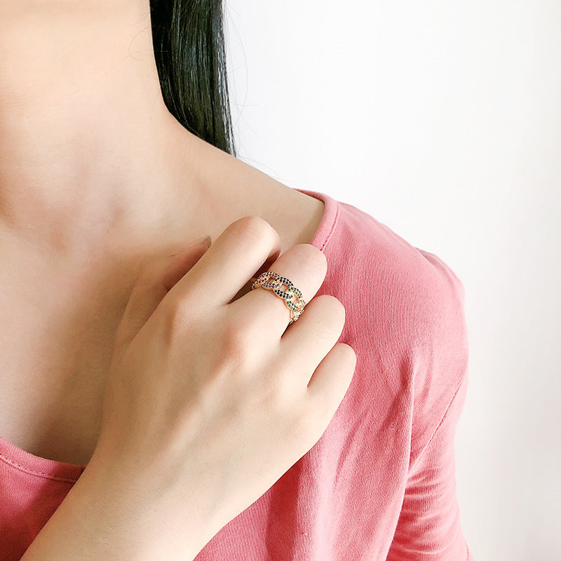 Luxuriöse bunte Ringe für Damen, Micro Pave mit vollem Zirkonia-Stein