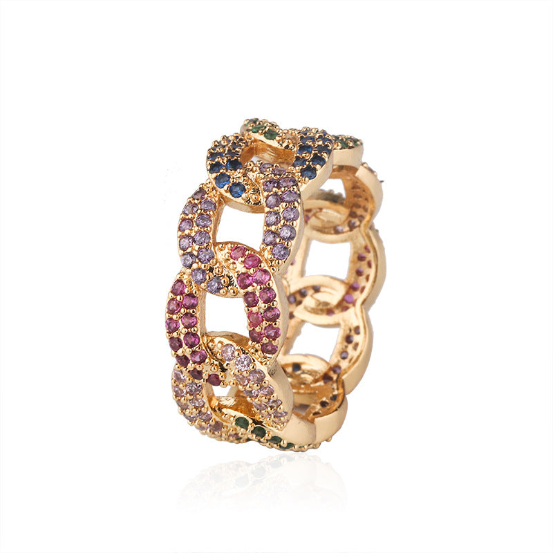 Luxuriöse bunte Ringe für Damen, Micro Pave mit vollem Zirkonia-Stein