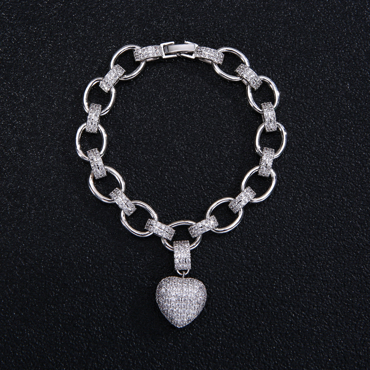 Luxuriöses Schmuckset in Goldfarbe, Zirkonia Herz Armbänder Choker Halskette Sets für Damen Hochzeit Brautschmuck Bijoux Femme