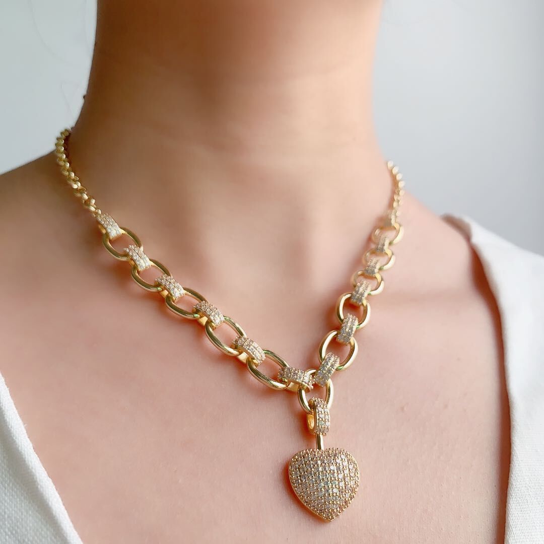 Luxuriöses Schmuckset in Goldfarbe, Zirkonia Herz Armbänder Choker Halskette Sets für Damen Hochzeit Brautschmuck Bijoux Femme