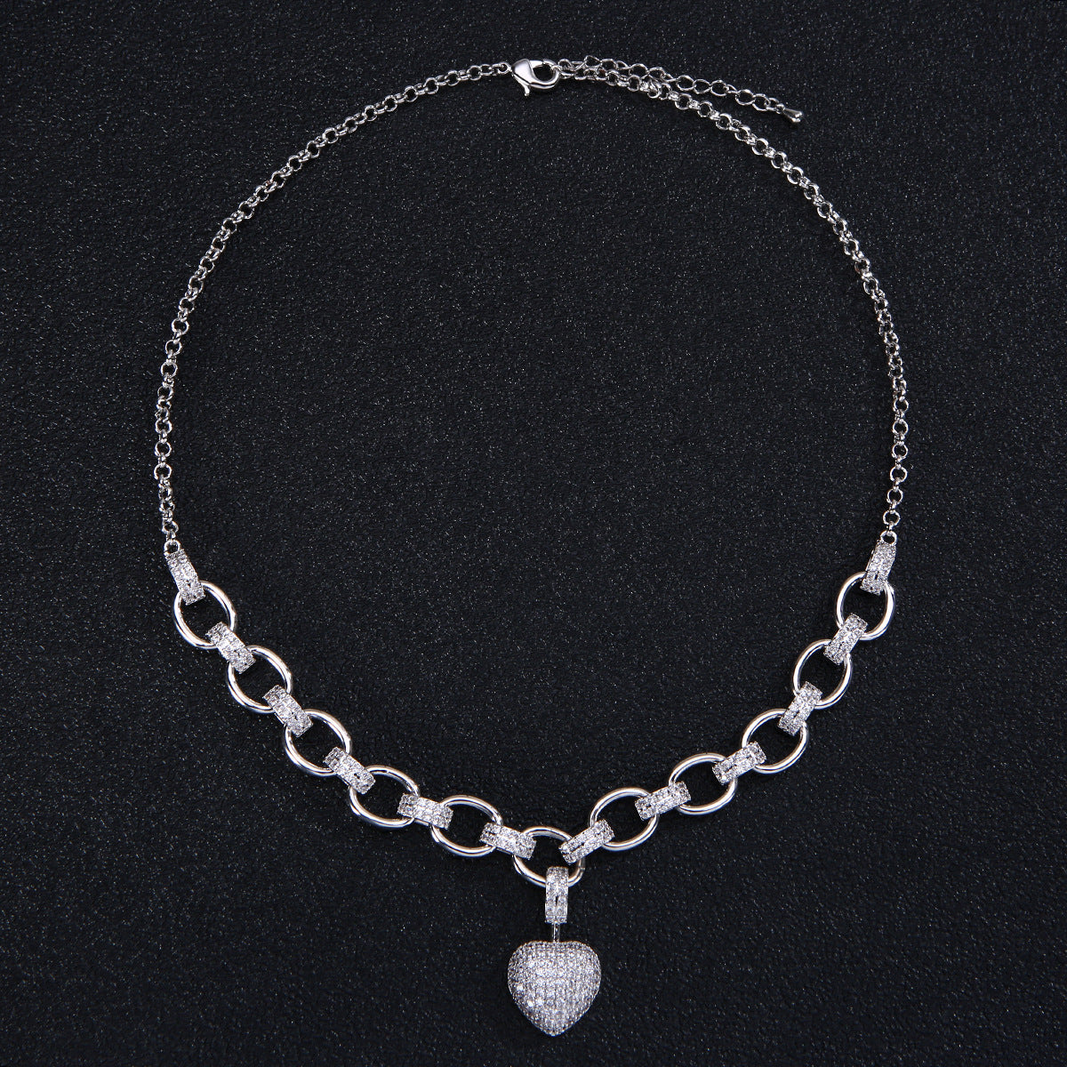 Luxuriöses Schmuckset in Goldfarbe, Zirkonia Herz Armbänder Choker Halskette Sets für Damen Hochzeit Brautschmuck Bijoux Femme