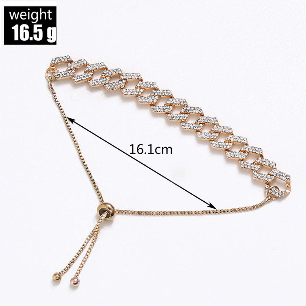 Pulseras gruesas unisex de Hip Hop, a la moda, exquisitas pulseras Figaro de cristal para mujer en 3 colores, pulsera de hombre con cordón fácil de usar