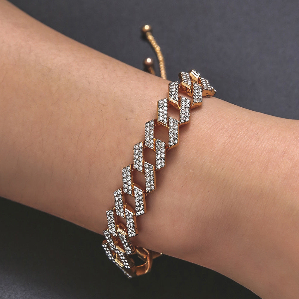 Pulseras gruesas unisex de Hip Hop, a la moda, exquisitas pulseras Figaro de cristal para mujer en 3 colores, pulsera de hombre con cordón fácil de usar