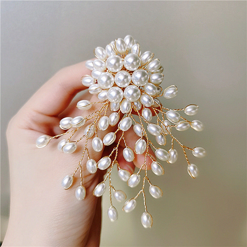 Broche Europeo Y Americano Elegante Flores Ramas Perlas Feminidad Chaqueta Traje Corsage