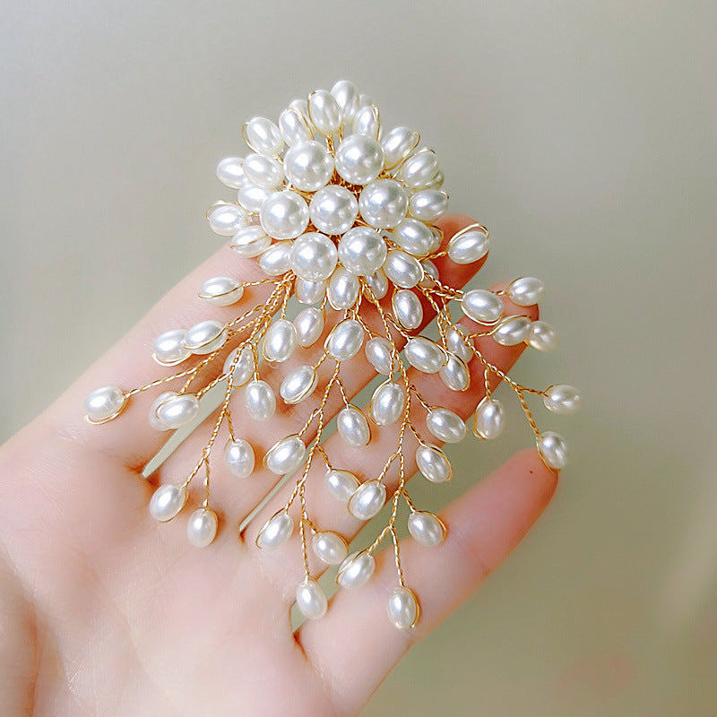 Broche Europeo Y Americano Elegante Flores Ramas Perlas Feminidad Chaqueta Traje Corsage