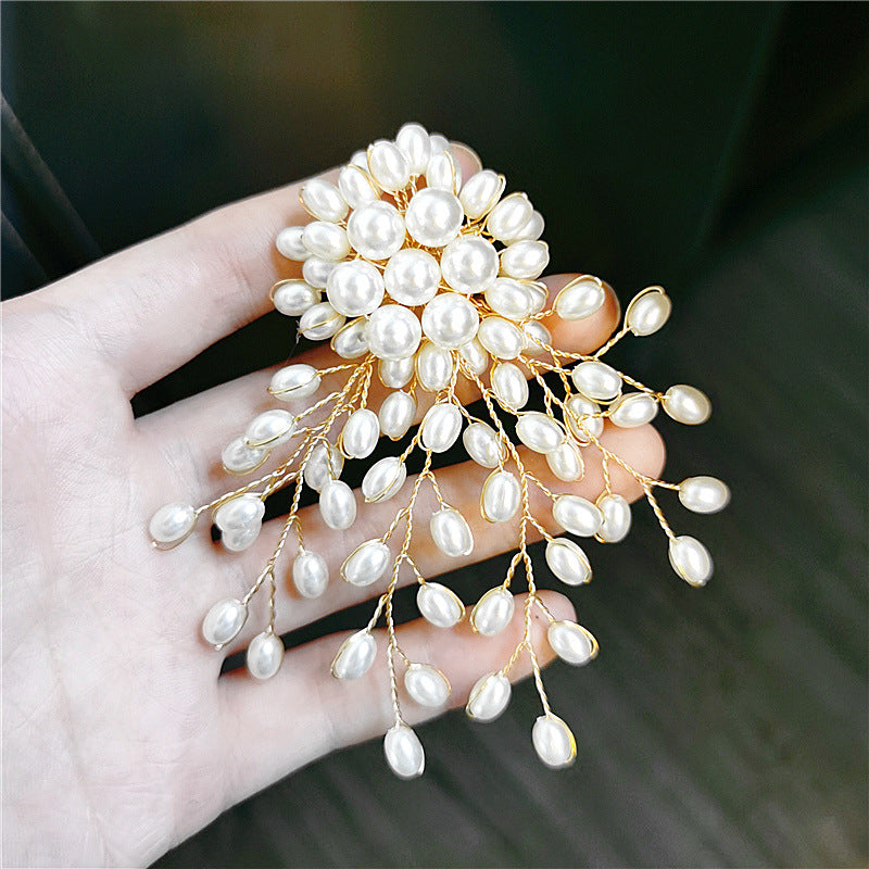 Broche Europeo Y Americano Elegante Flores Ramas Perlas Feminidad Chaqueta Traje Corsage