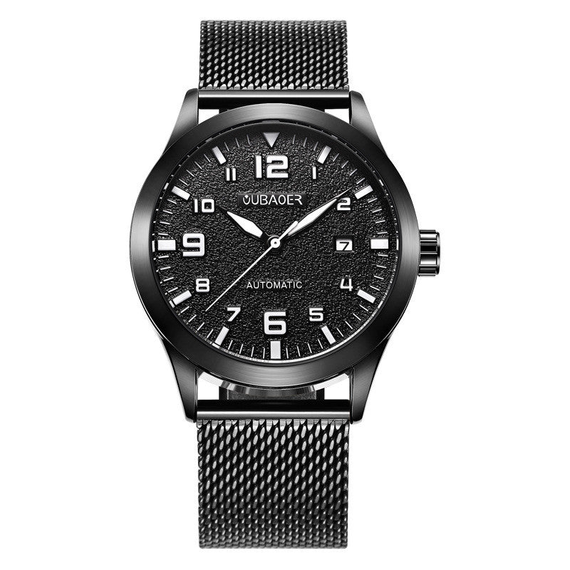 OUBAOER Herrenuhren Automatische Mechanische Uhr Männer Edelstahl Mesh Gürtel Armbanduhren Simple Business Fashion Uhren