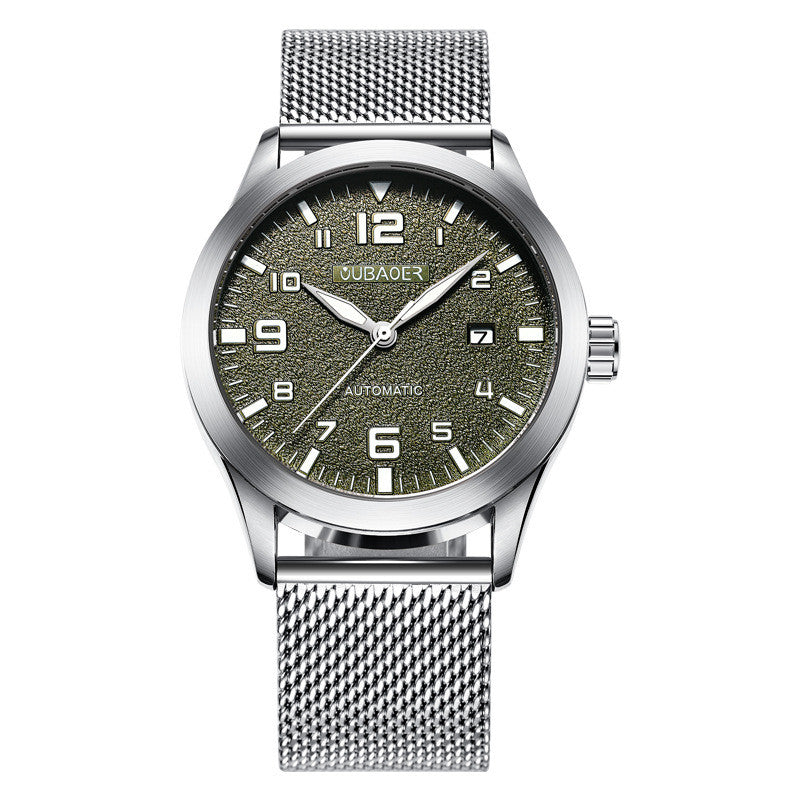 OUBAOER Herrenuhren Automatische Mechanische Uhr Männer Edelstahl Mesh Gürtel Armbanduhren Simple Business Fashion Uhren