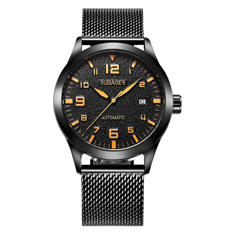 OUBAOER Herrenuhren Automatische Mechanische Uhr Männer Edelstahl Mesh Gürtel Armbanduhren Simple Business Fashion Uhren