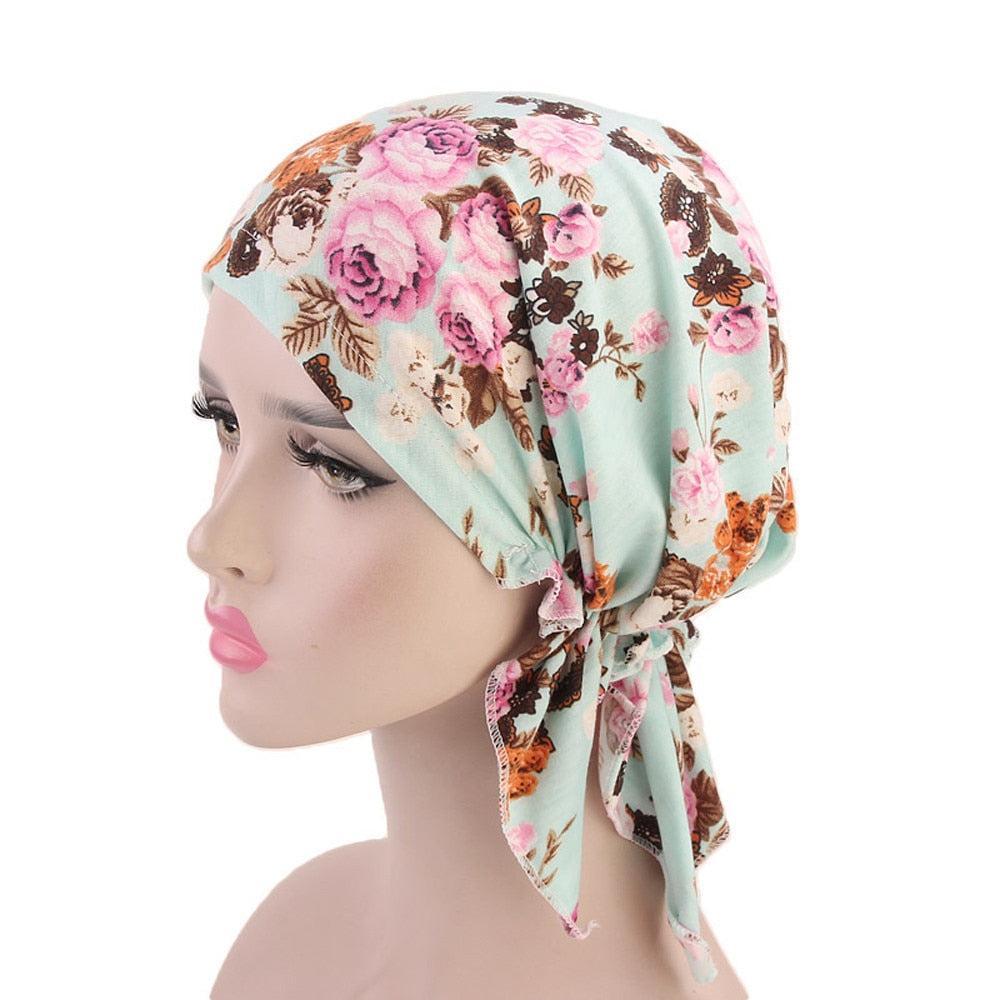 Stretch cotton print turban hat