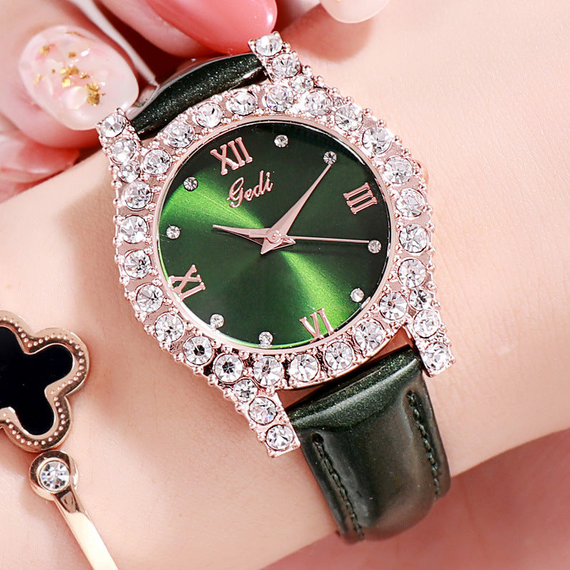 Damenuhr mit Persönlichkeitsdiamant, lässig, alltagstauglich