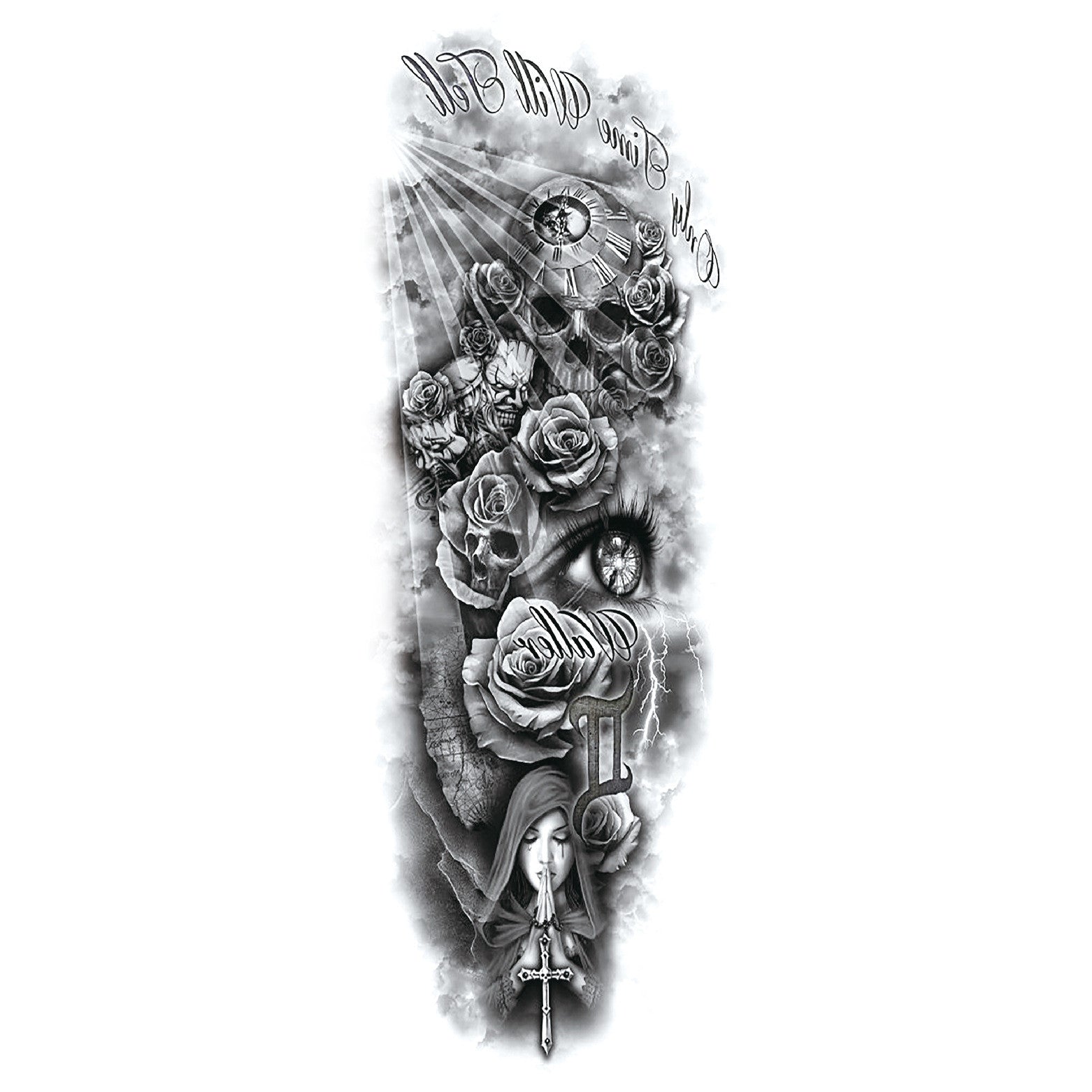 Adhesivo de tatuaje para el brazo, adhesivo de tatuaje de brazo completo