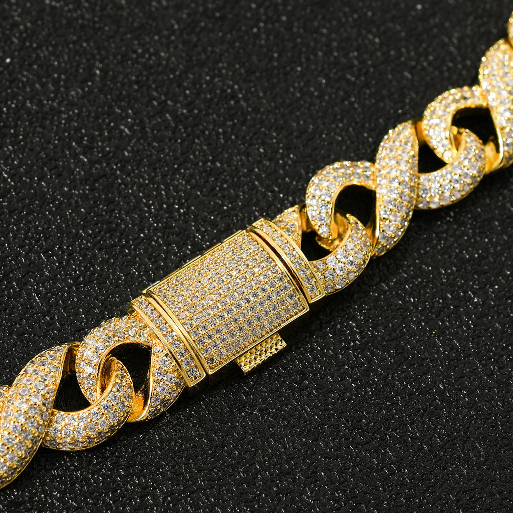 Cadena Cubana Micro-engaste Zirconia Hipster Hip-hop